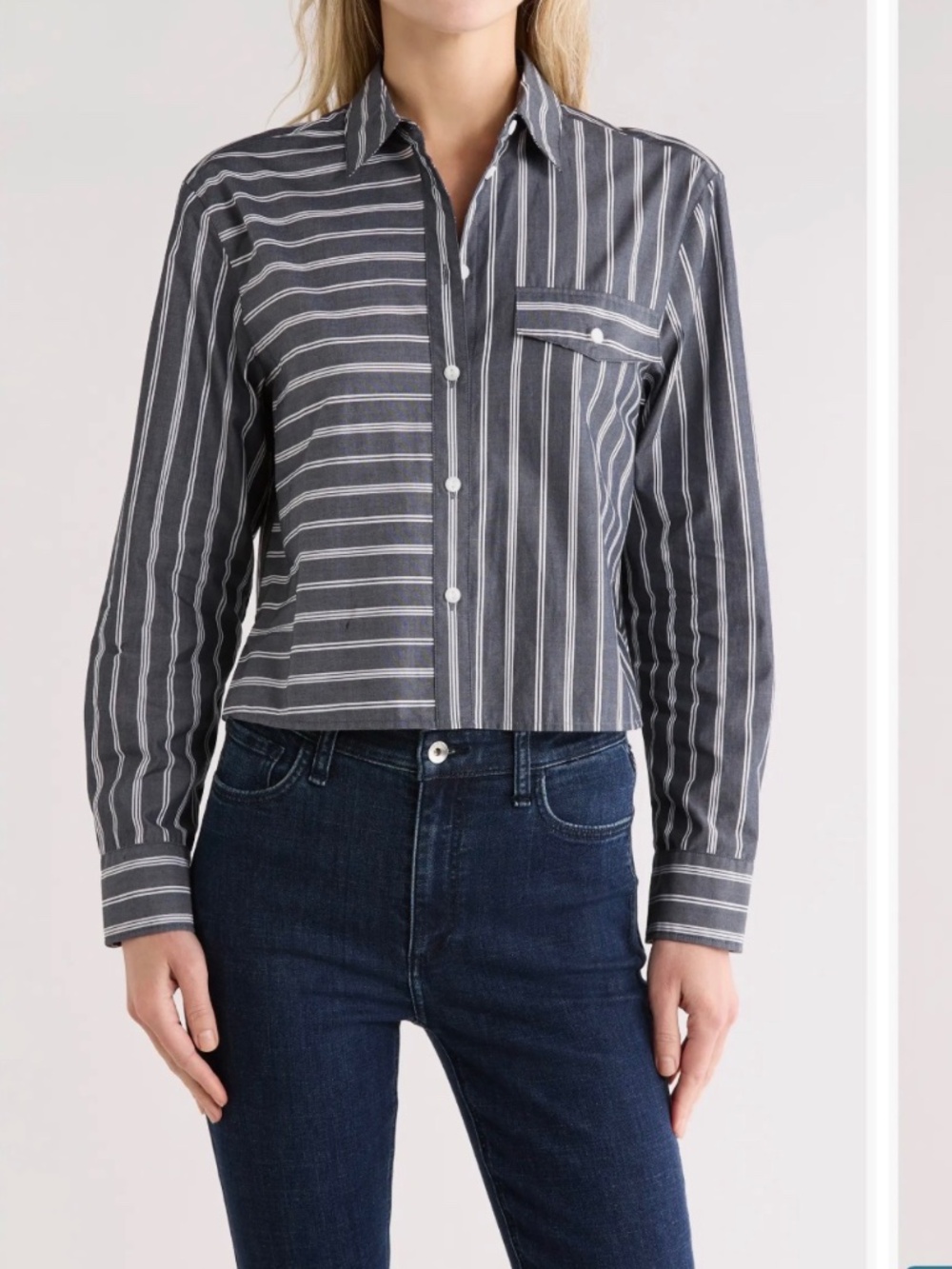 NWT rag&bone Mina Multistripe Button-up Shirt, Sz L